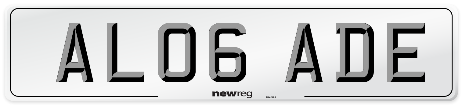AL06 ADE Number Plate from New Reg